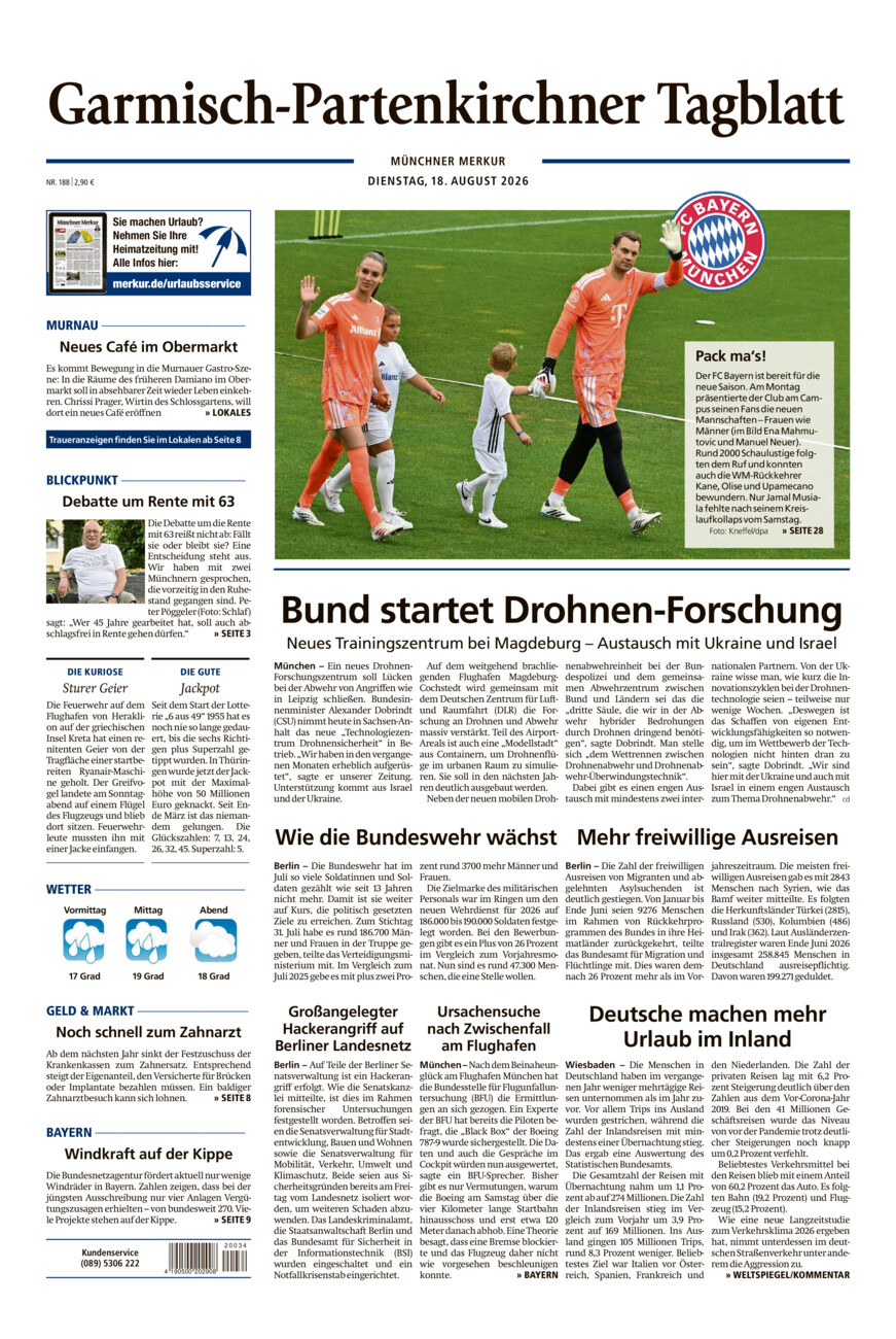 Garmisch-Partenkirchner Tagblatt vom Dienstag, 18.08.2026
