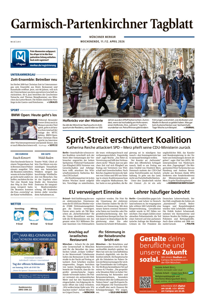 Garmisch-Partenkirchner Tagblatt vom Samstag, 11.04.2026