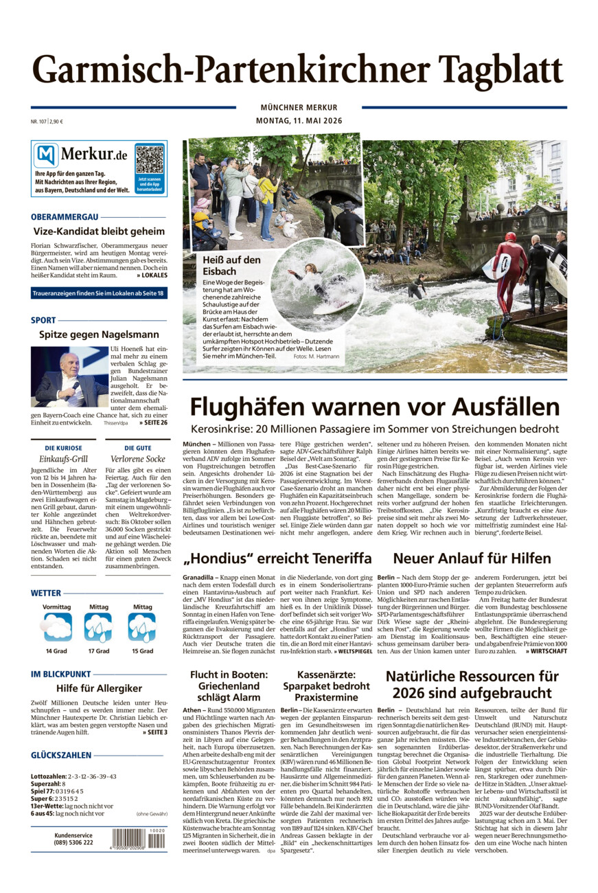 Garmisch-Partenkirchner Tagblatt vom Montag, 11.05.2026