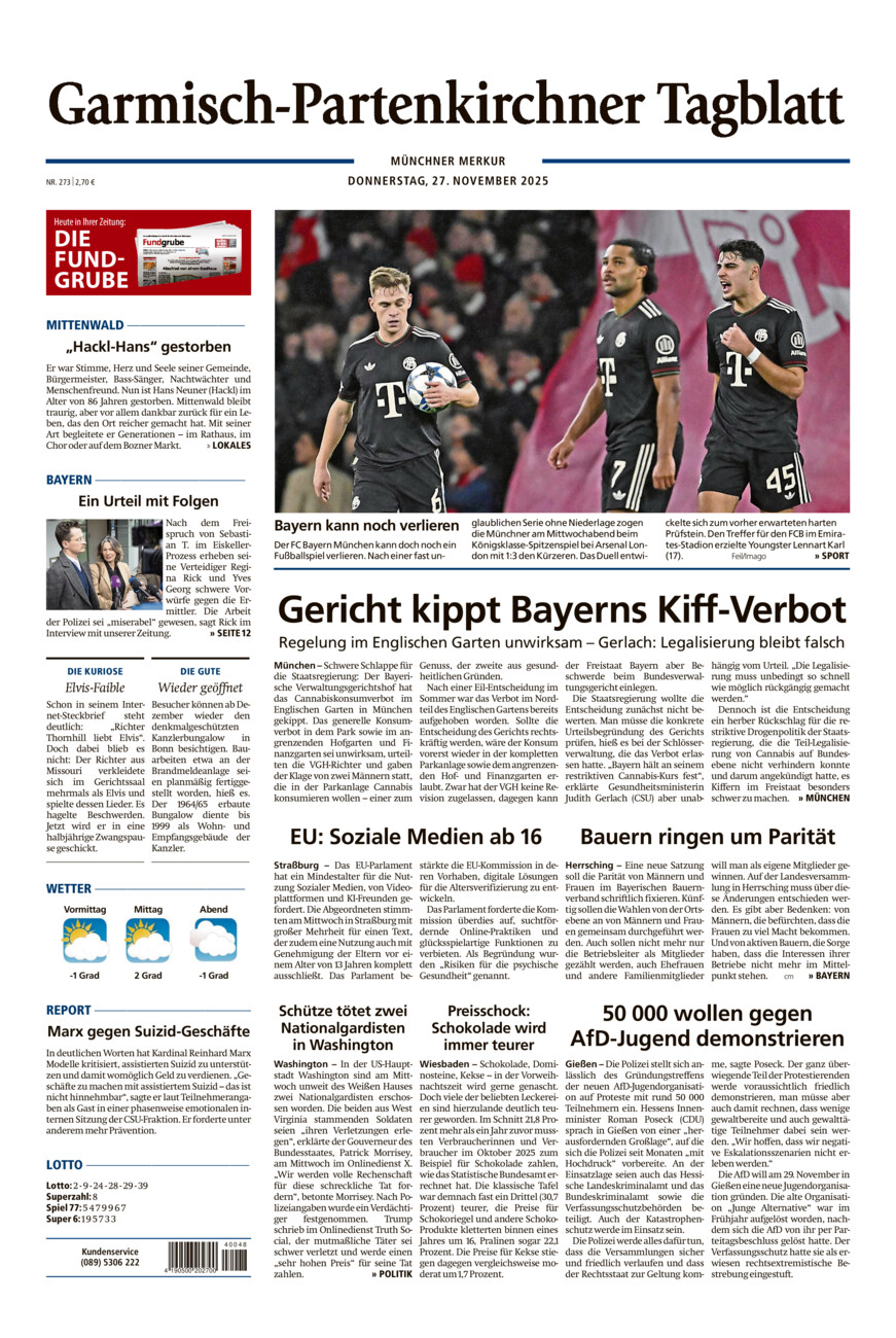 Garmisch-Partenkirchner Tagblatt vom Donnerstag, 27.11.2025
