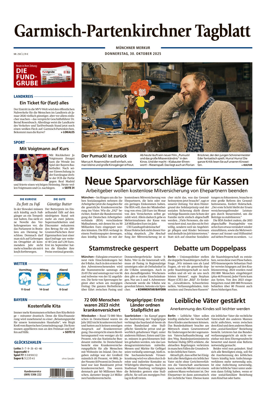Garmisch-Partenkirchner Tagblatt vom Donnerstag, 30.10.2025