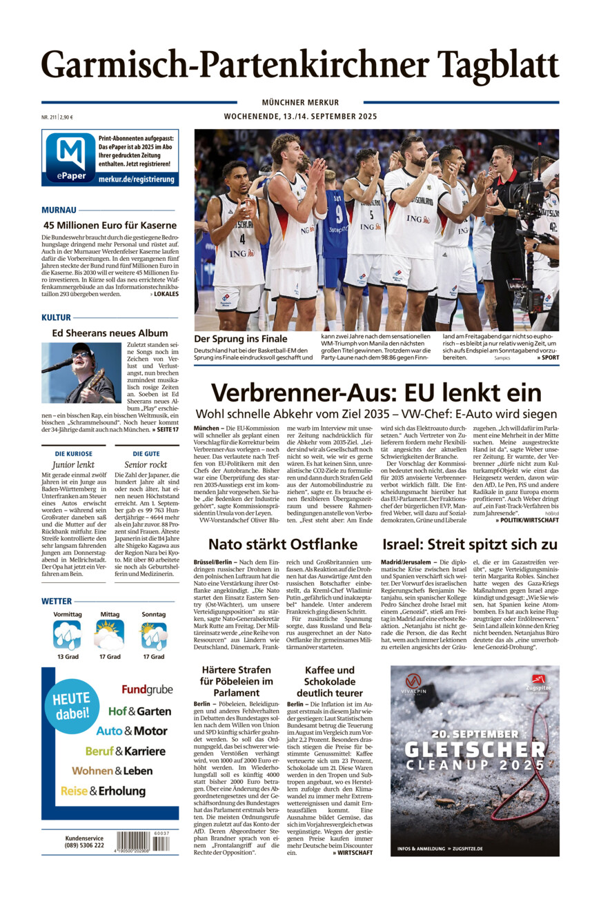 Garmisch-Partenkirchner Tagblatt vom Samstag, 13.09.2025