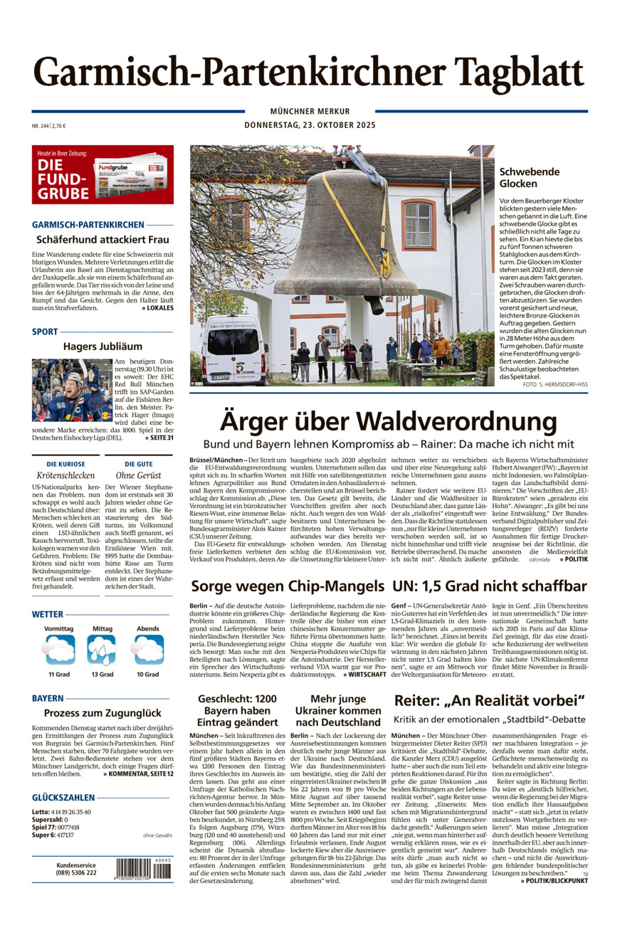 Garmisch-Partenkirchner Tagblatt vom Donnerstag, 23.10.2025