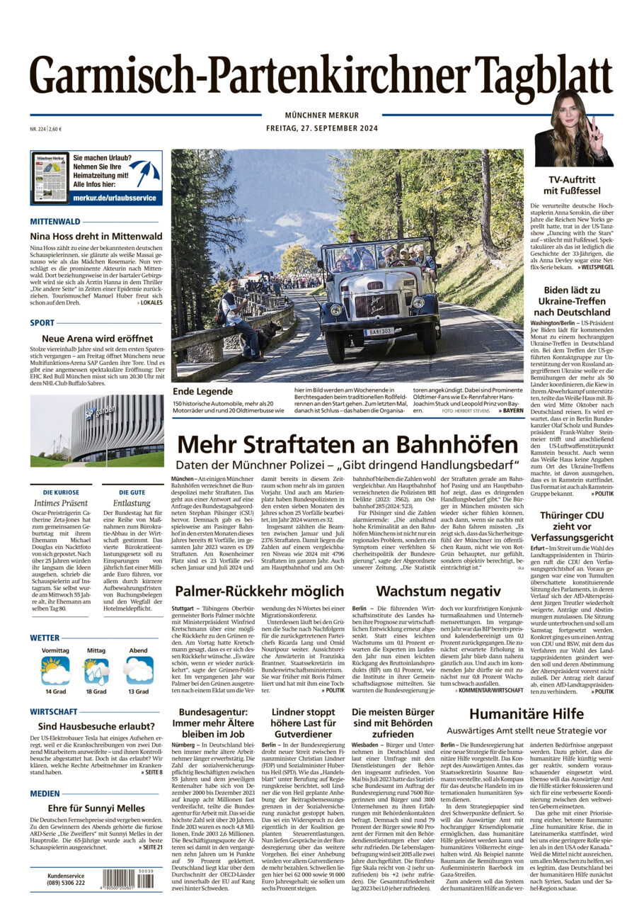 Garmisch-Partenkirchner Tagblatt vom Freitag, 27.09.2024