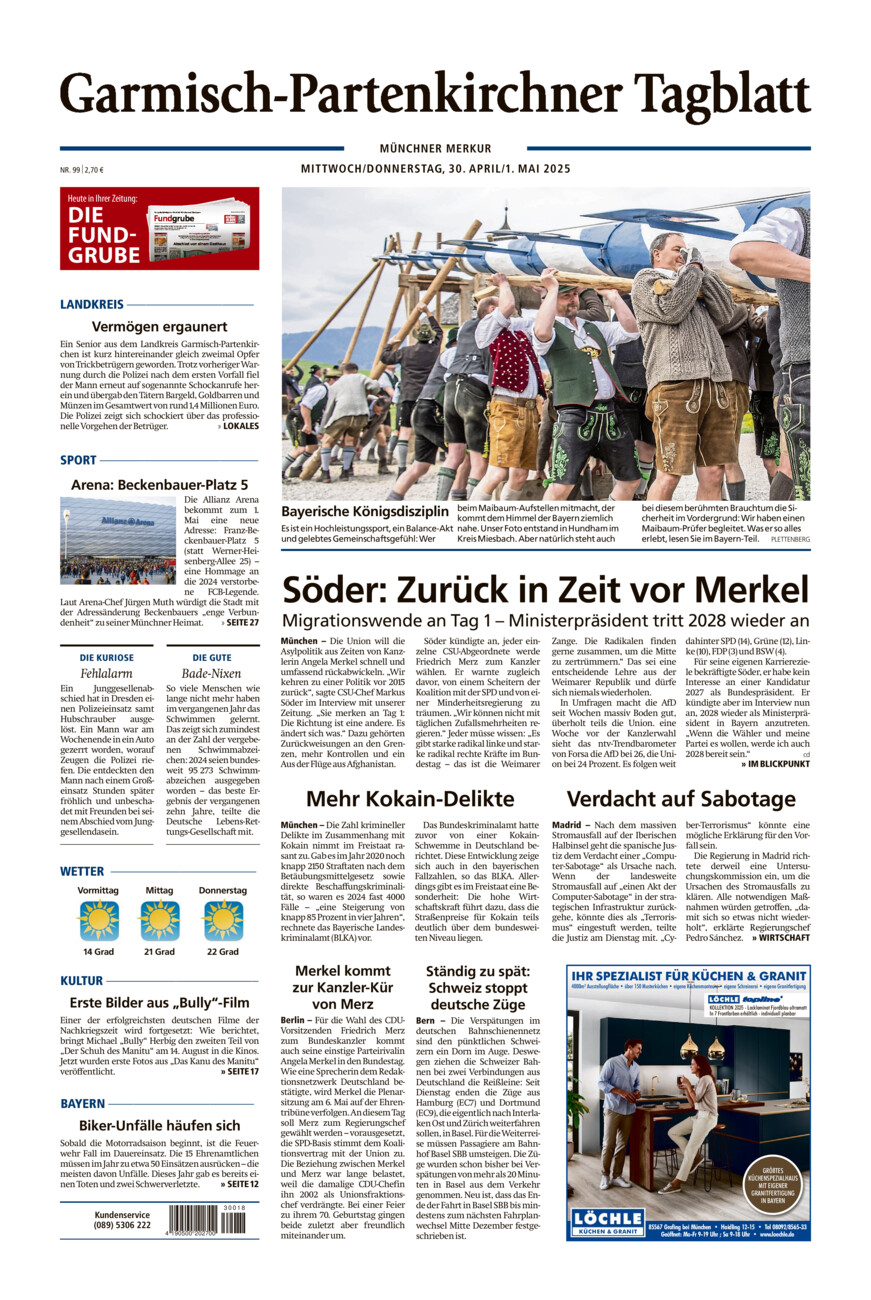 Garmisch-Partenkirchner Tagblatt vom Mittwoch, 30.04.2025