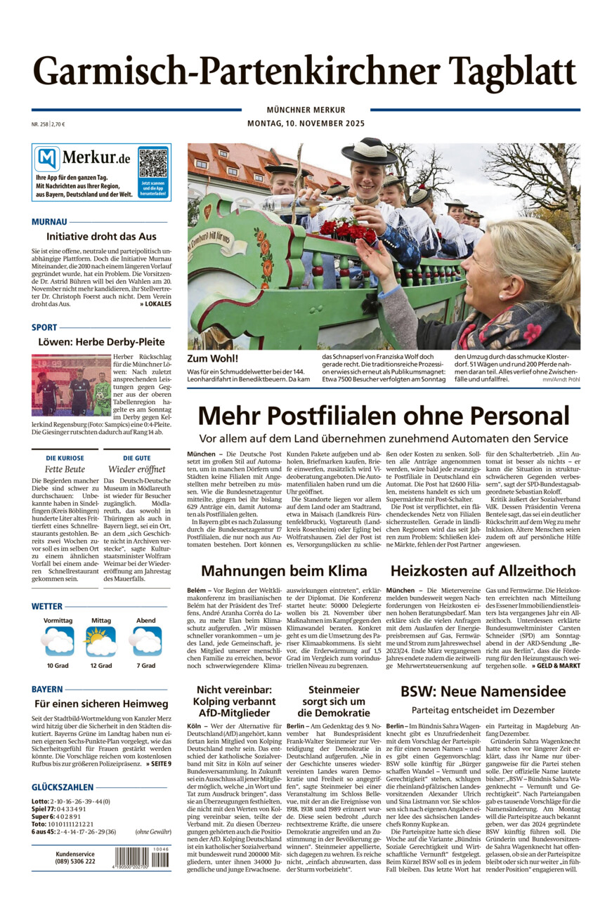 Garmisch-Partenkirchner Tagblatt vom Montag, 10.11.2025