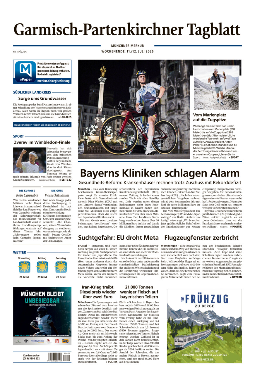 Garmisch-Partenkirchner Tagblatt vom Samstag, 11.07.2026