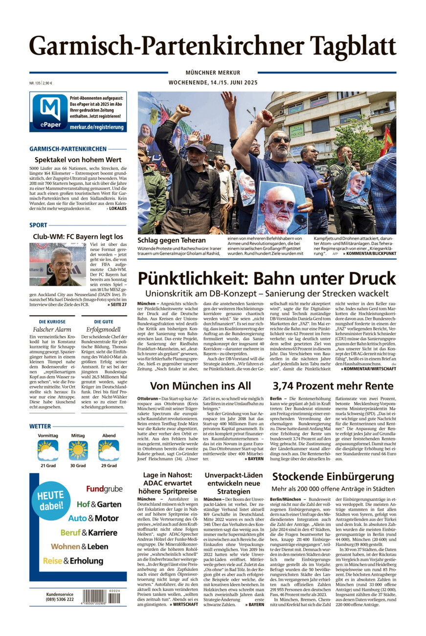Garmisch-Partenkirchner Tagblatt vom Samstag, 14.06.2025