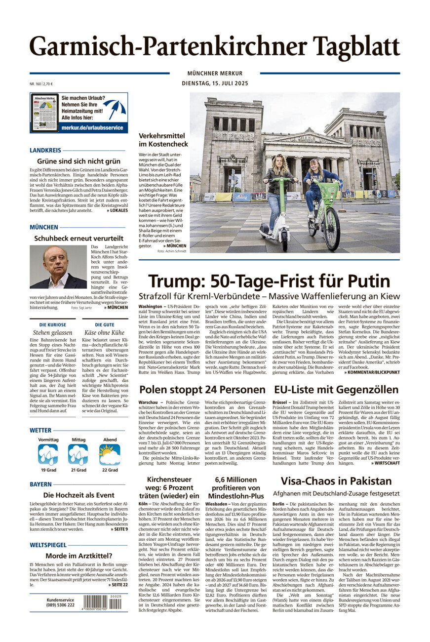 Garmisch-Partenkirchner Tagblatt vom Dienstag, 15.07.2025
