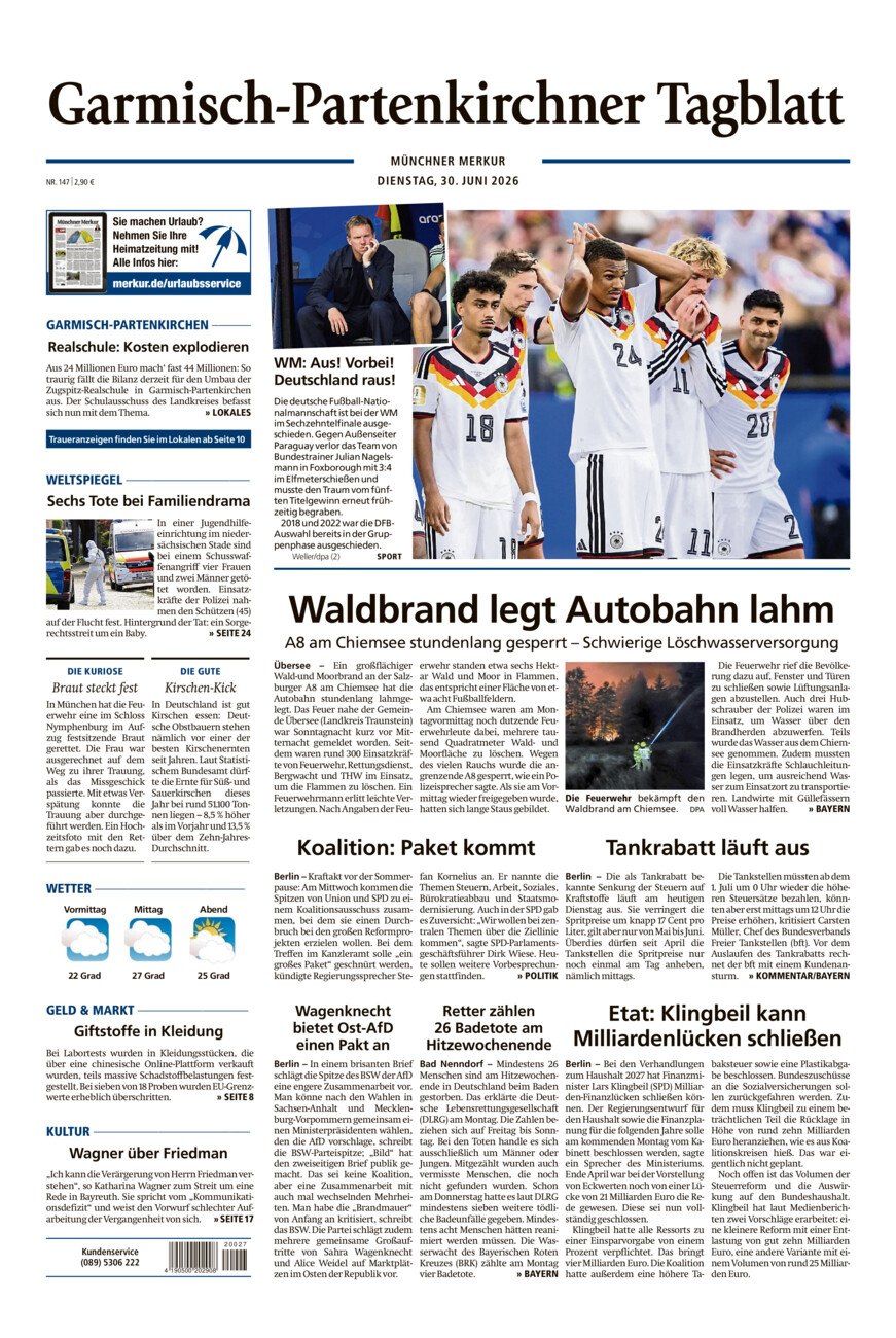 Garmisch-Partenkirchner Tagblatt vom Dienstag, 30.06.2026