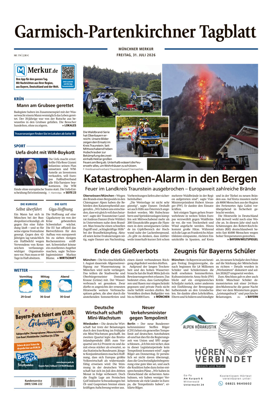Garmisch-Partenkirchner Tagblatt vom Freitag, 31.07.2026