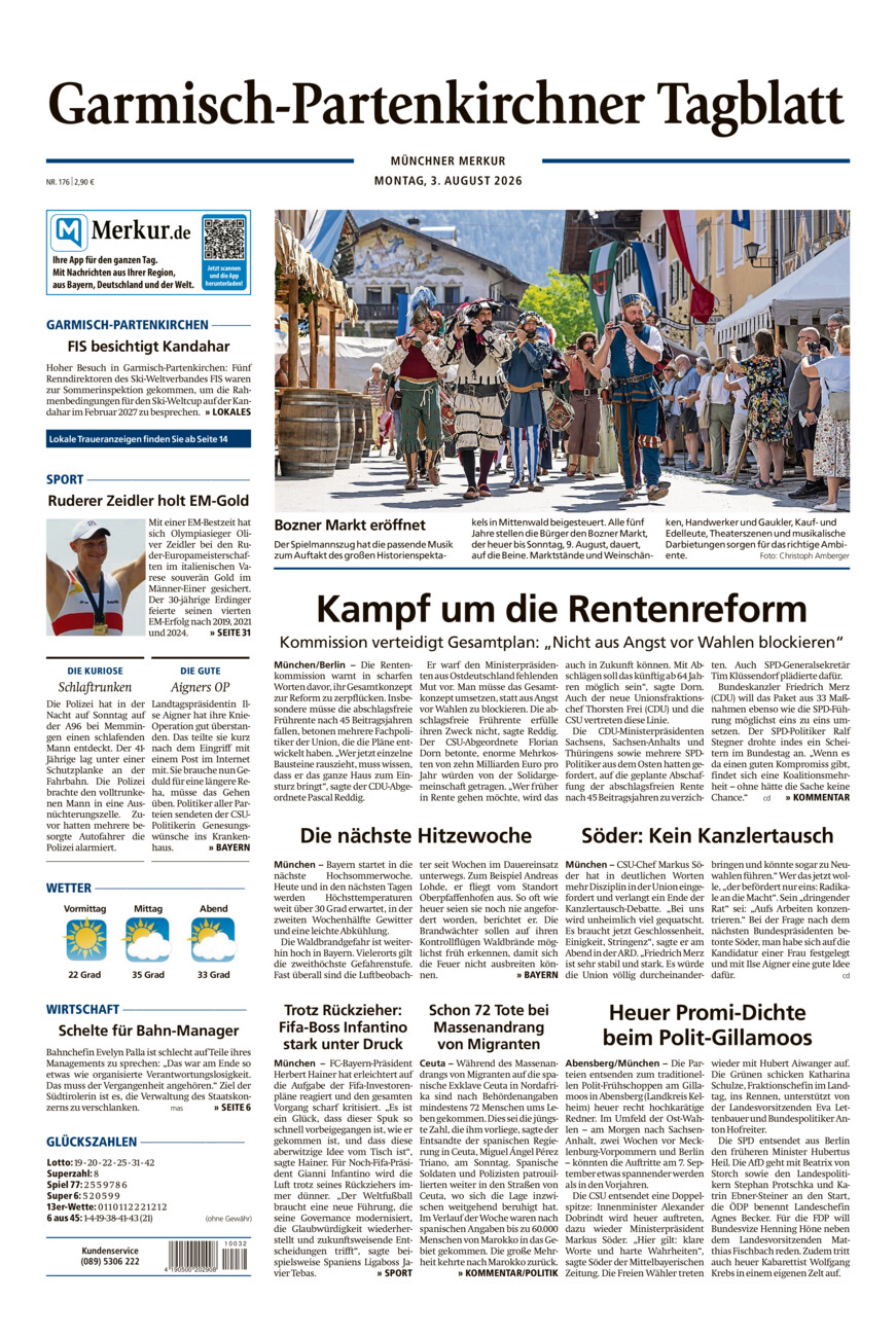 Garmisch-Partenkirchner Tagblatt vom Montag, 03.08.2026