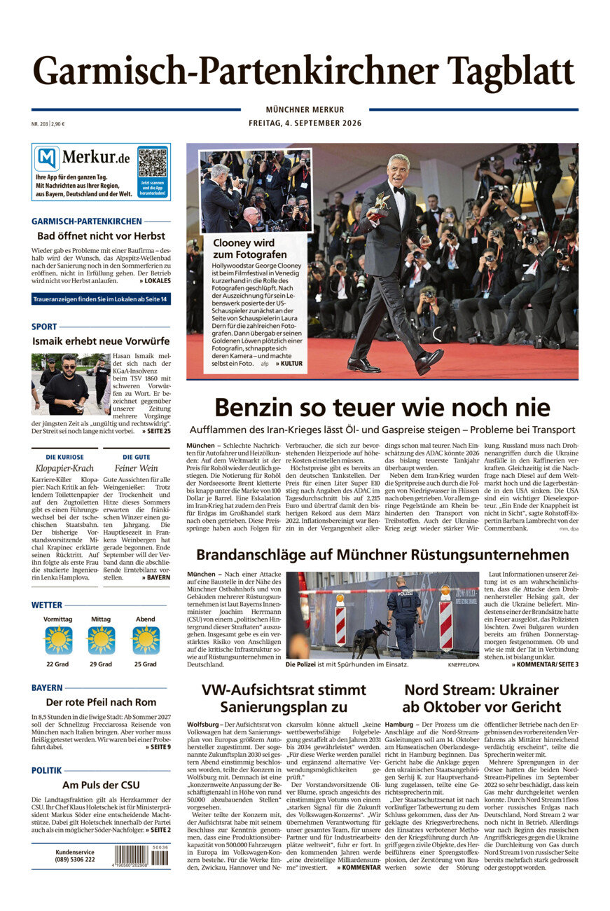 Garmisch-Partenkirchner Tagblatt vom Freitag, 04.09.2026