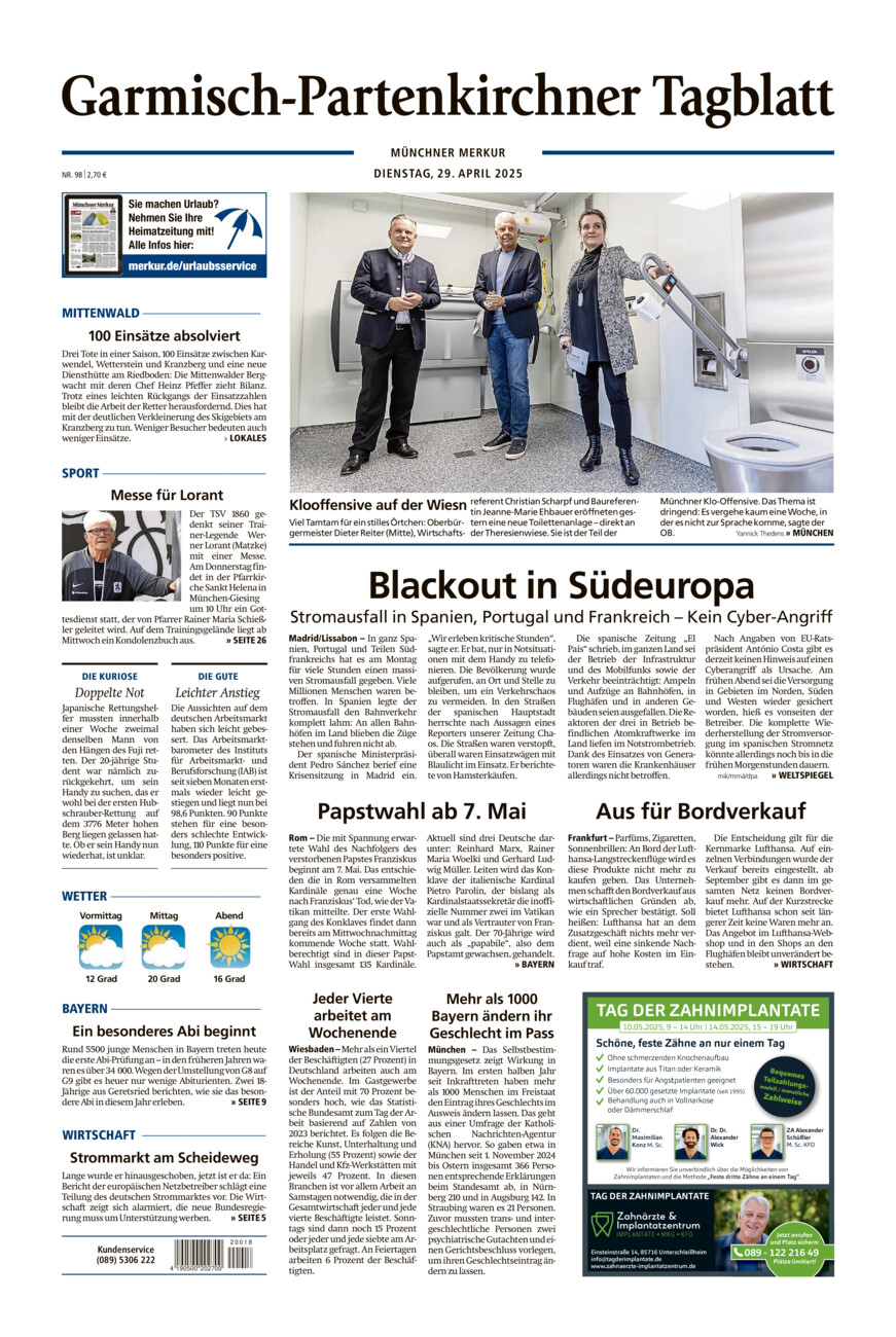 Garmisch-Partenkirchner Tagblatt vom Dienstag, 29.04.2025