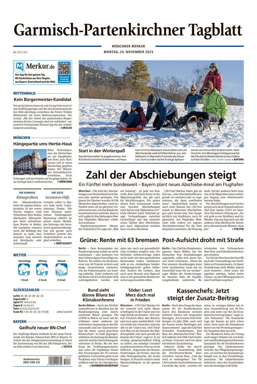 Garmisch-Partenkirchner Tagblatt vom Montag, 24.11.2025
