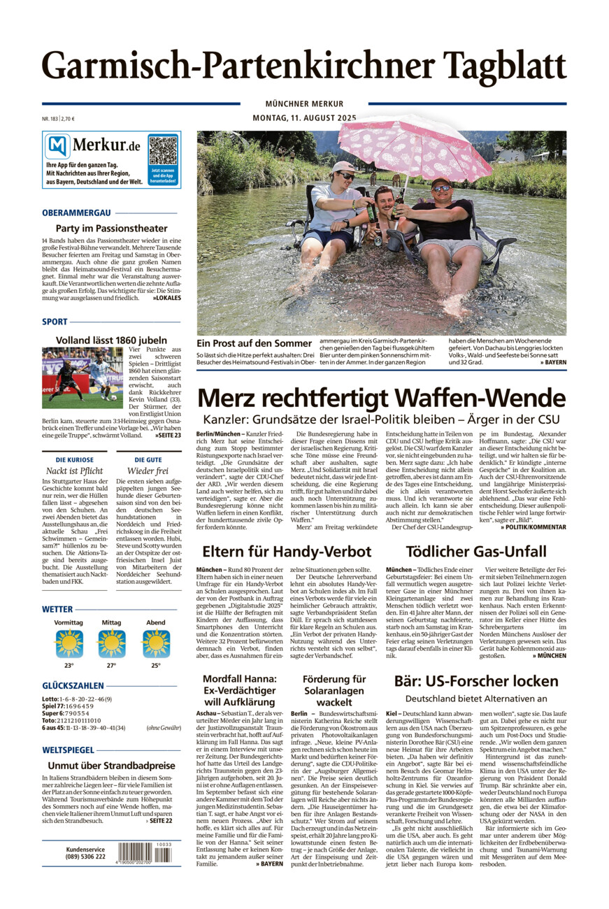 Garmisch-Partenkirchner Tagblatt vom Montag, 11.08.2025