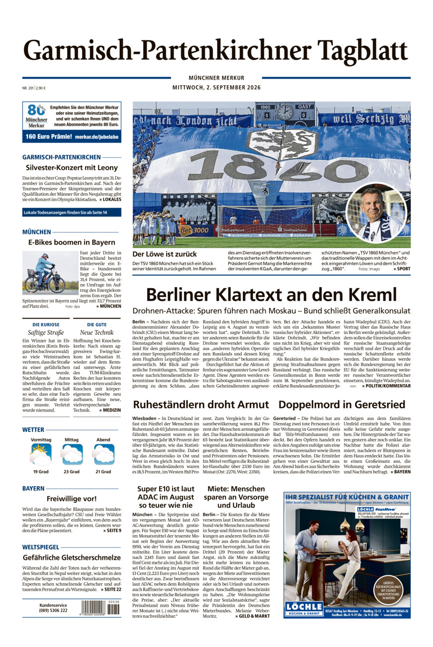 Garmisch-Partenkirchner Tagblatt vom Mittwoch, 02.09.2026