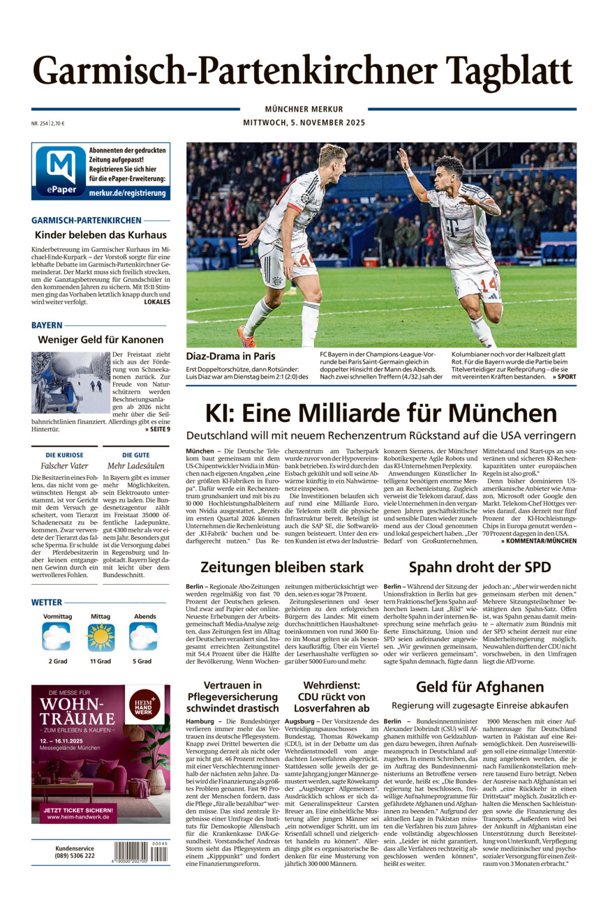 Garmisch-Partenkirchner Tagblatt vom Mittwoch, 05.11.2025