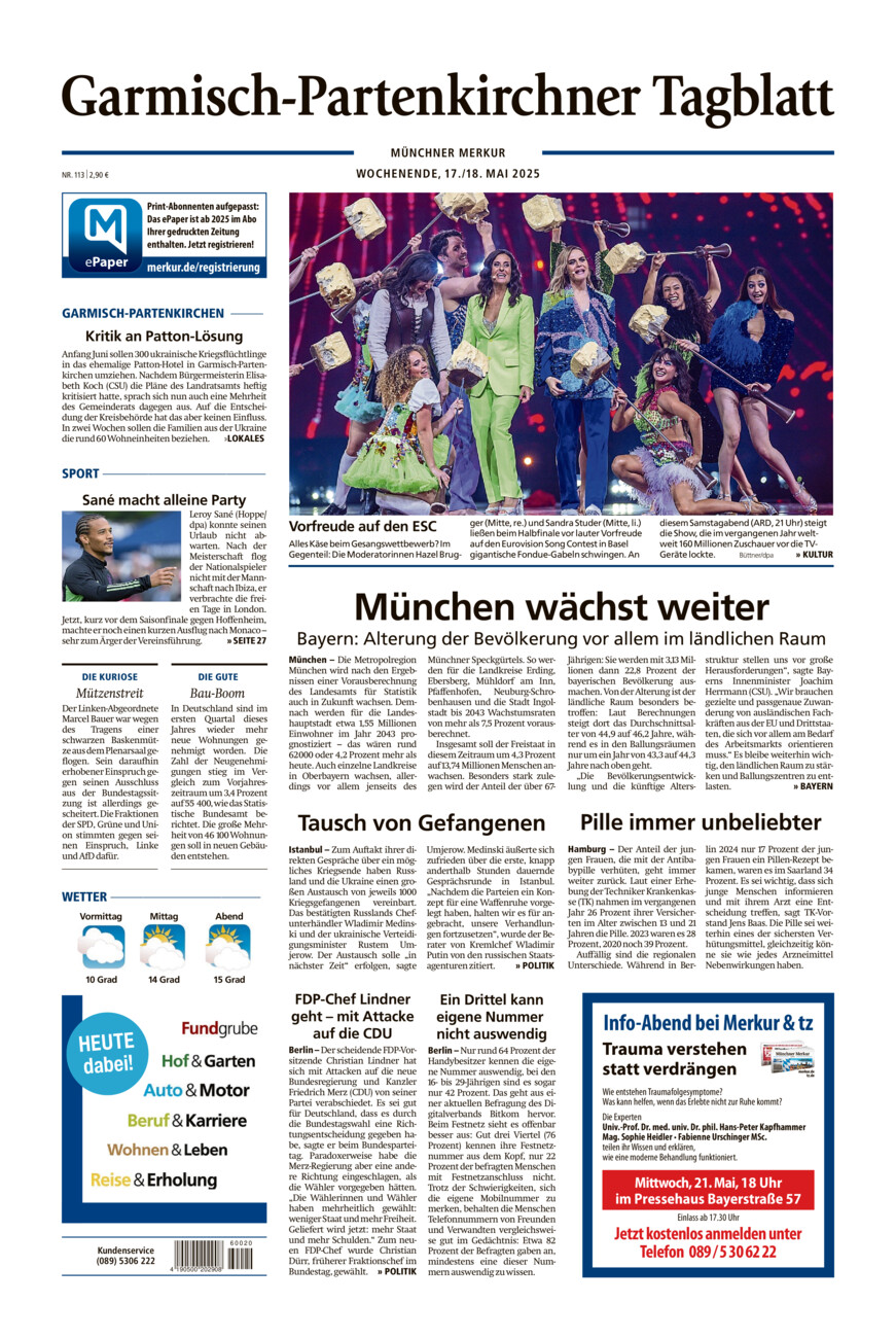Garmisch-Partenkirchner Tagblatt vom Samstag, 17.05.2025