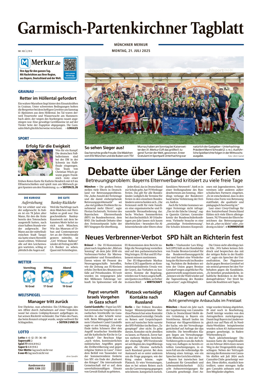 Garmisch-Partenkirchner Tagblatt vom Montag, 21.07.2025