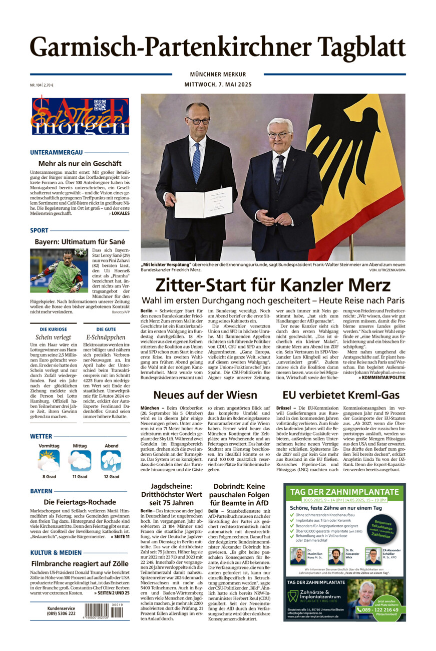 Garmisch-Partenkirchner Tagblatt vom Mittwoch, 07.05.2025