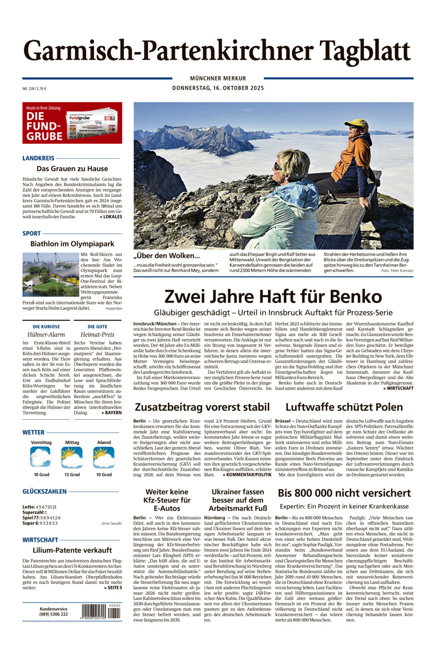 Garmisch-Partenkirchner Tagblatt vom Donnerstag, 16.10.2025