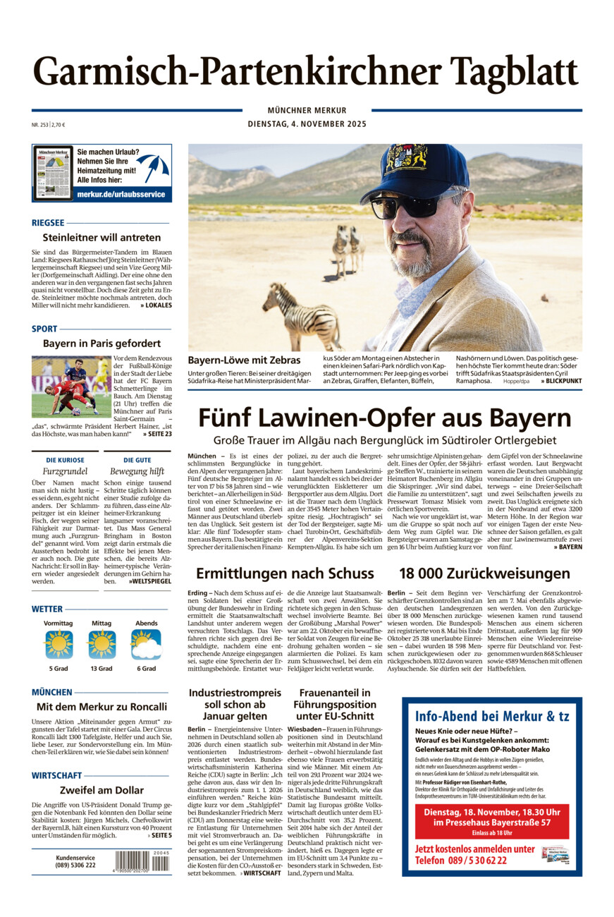 Garmisch-Partenkirchner Tagblatt vom Dienstag, 04.11.2025