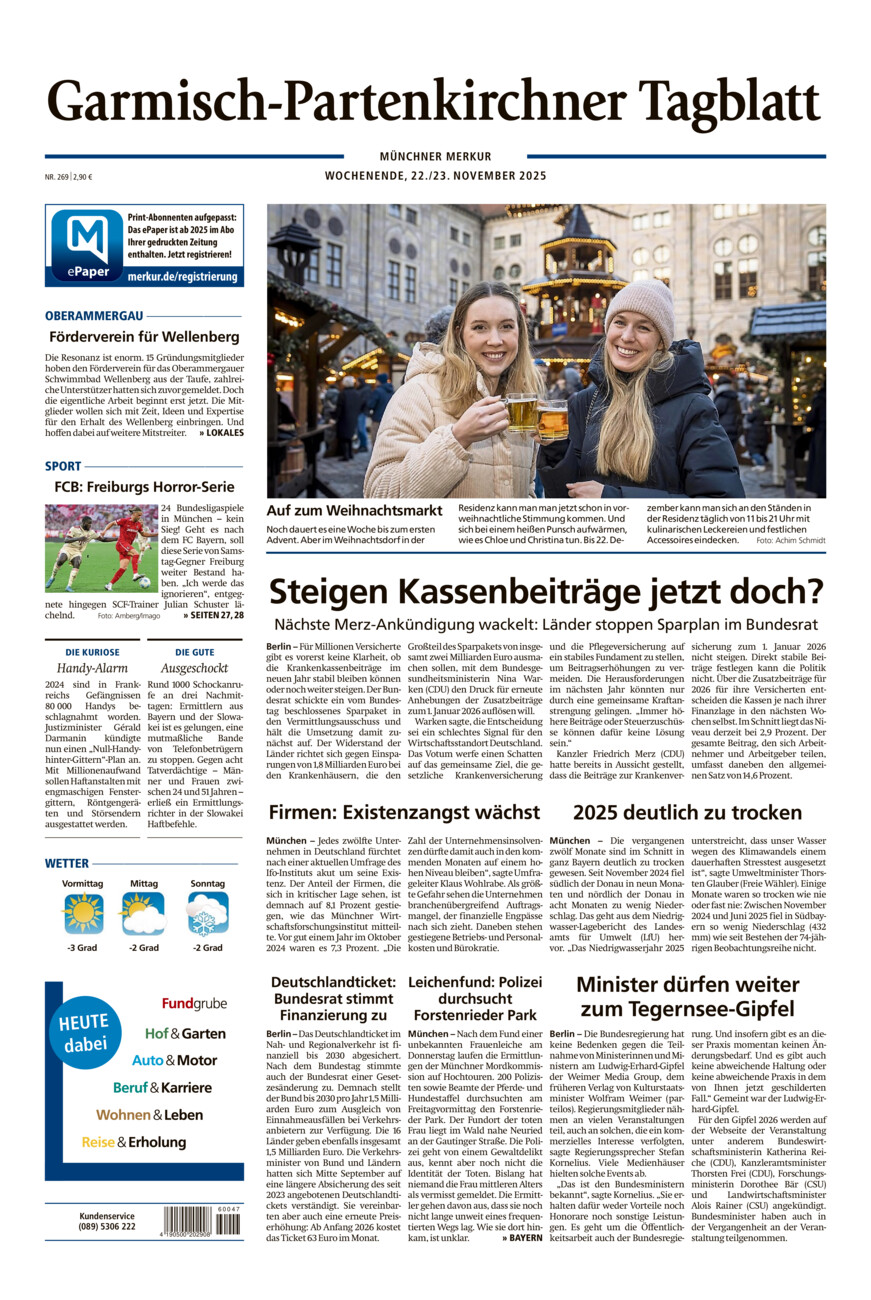 Garmisch-Partenkirchner Tagblatt vom Samstag, 22.11.2025