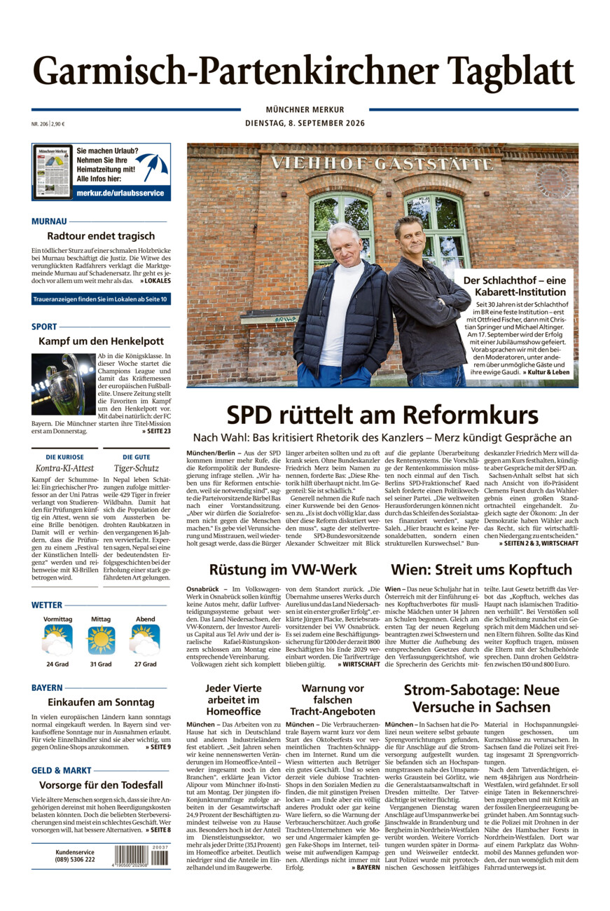 Garmisch-Partenkirchner Tagblatt vom Dienstag, 08.09.2026