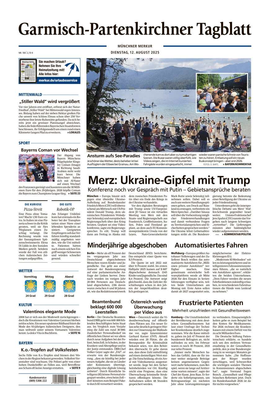 Garmisch-Partenkirchner Tagblatt vom Dienstag, 12.08.2025
