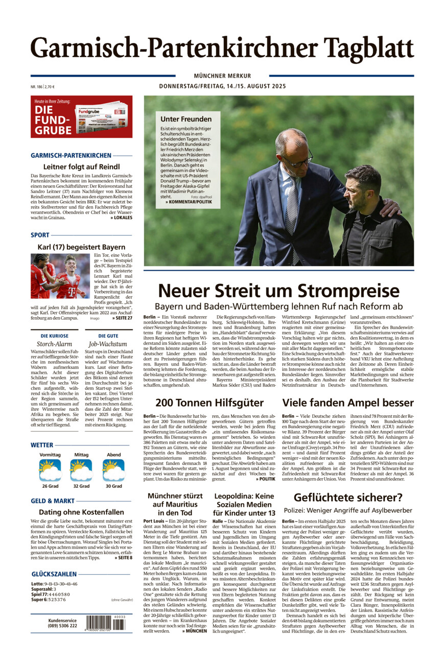 Garmisch-Partenkirchner Tagblatt vom Donnerstag, 14.08.2025