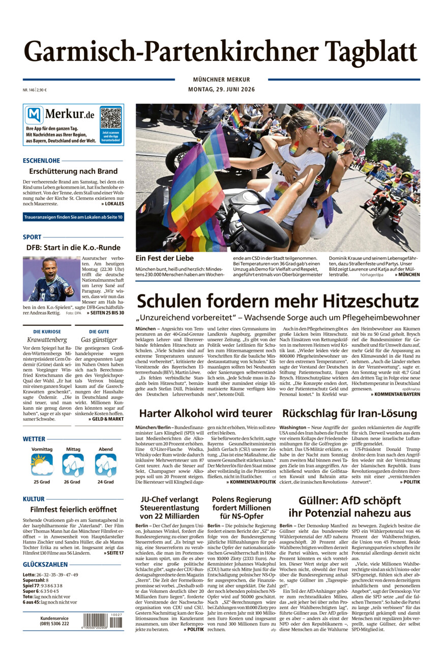 Garmisch-Partenkirchner Tagblatt vom Montag, 29.06.2026
