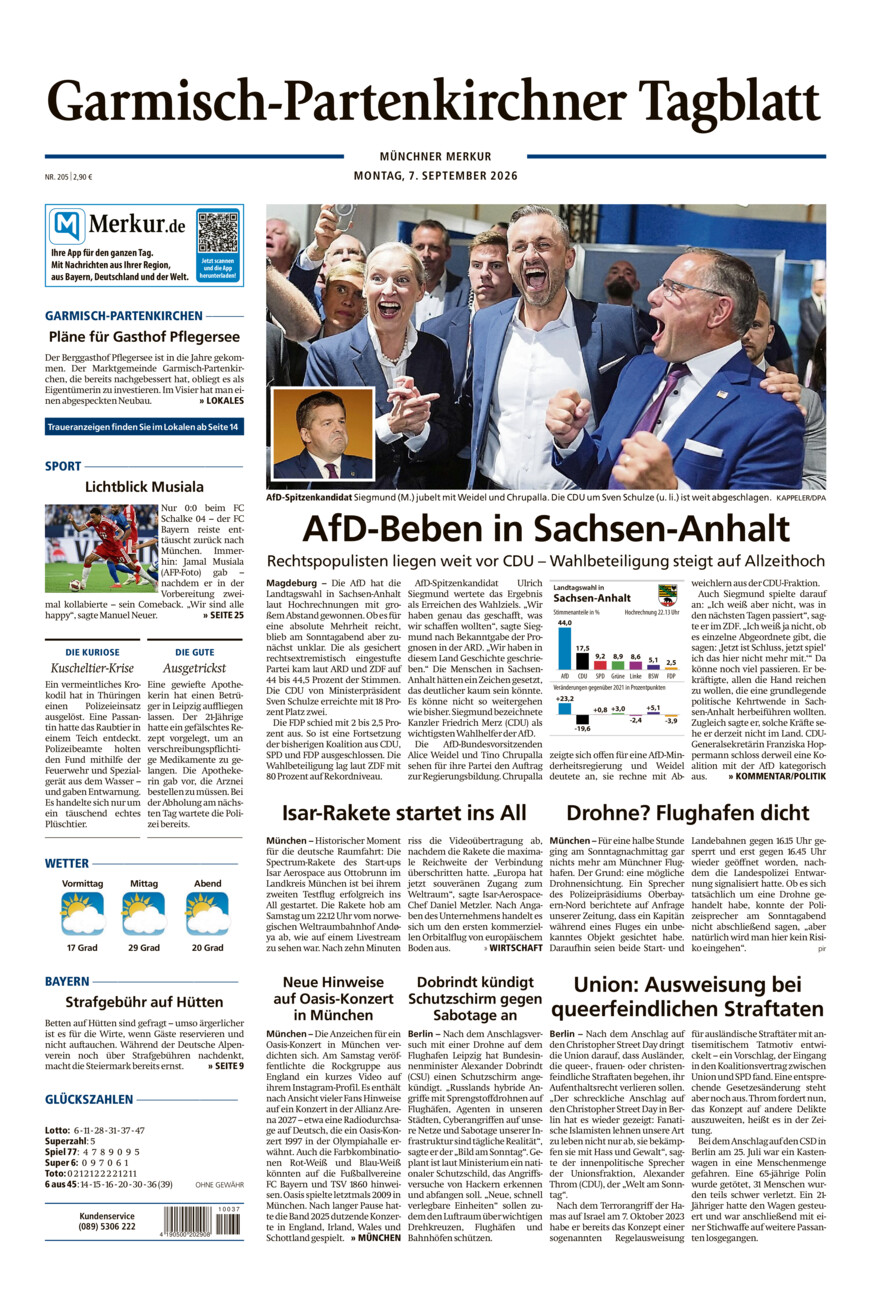 Garmisch-Partenkirchner Tagblatt vom Montag, 07.09.2026