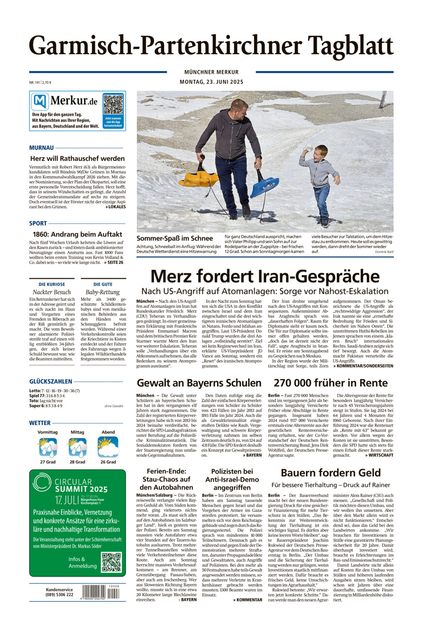 Garmisch-Partenkirchner Tagblatt vom Montag, 23.06.2025