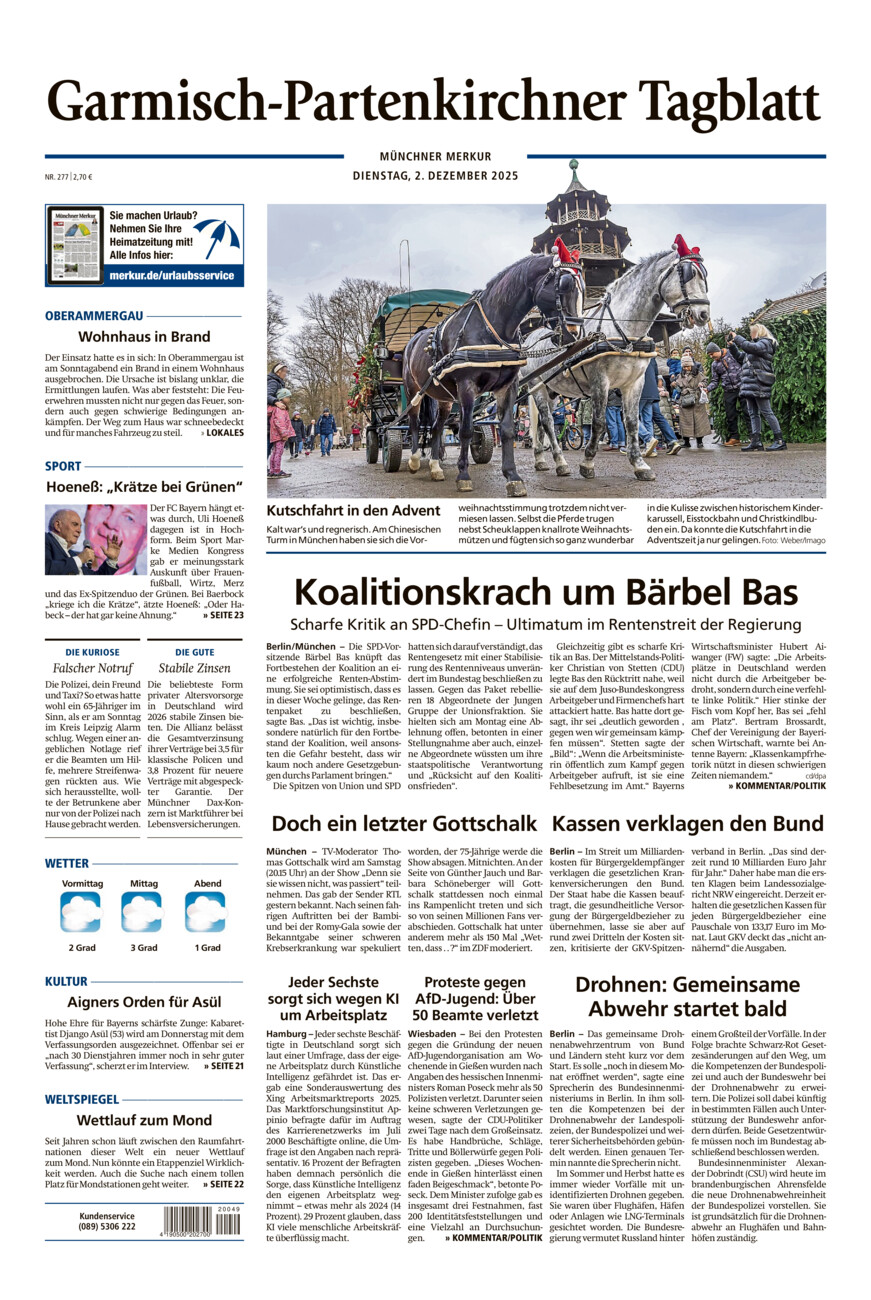 Garmisch-Partenkirchner Tagblatt vom Dienstag, 02.12.2025