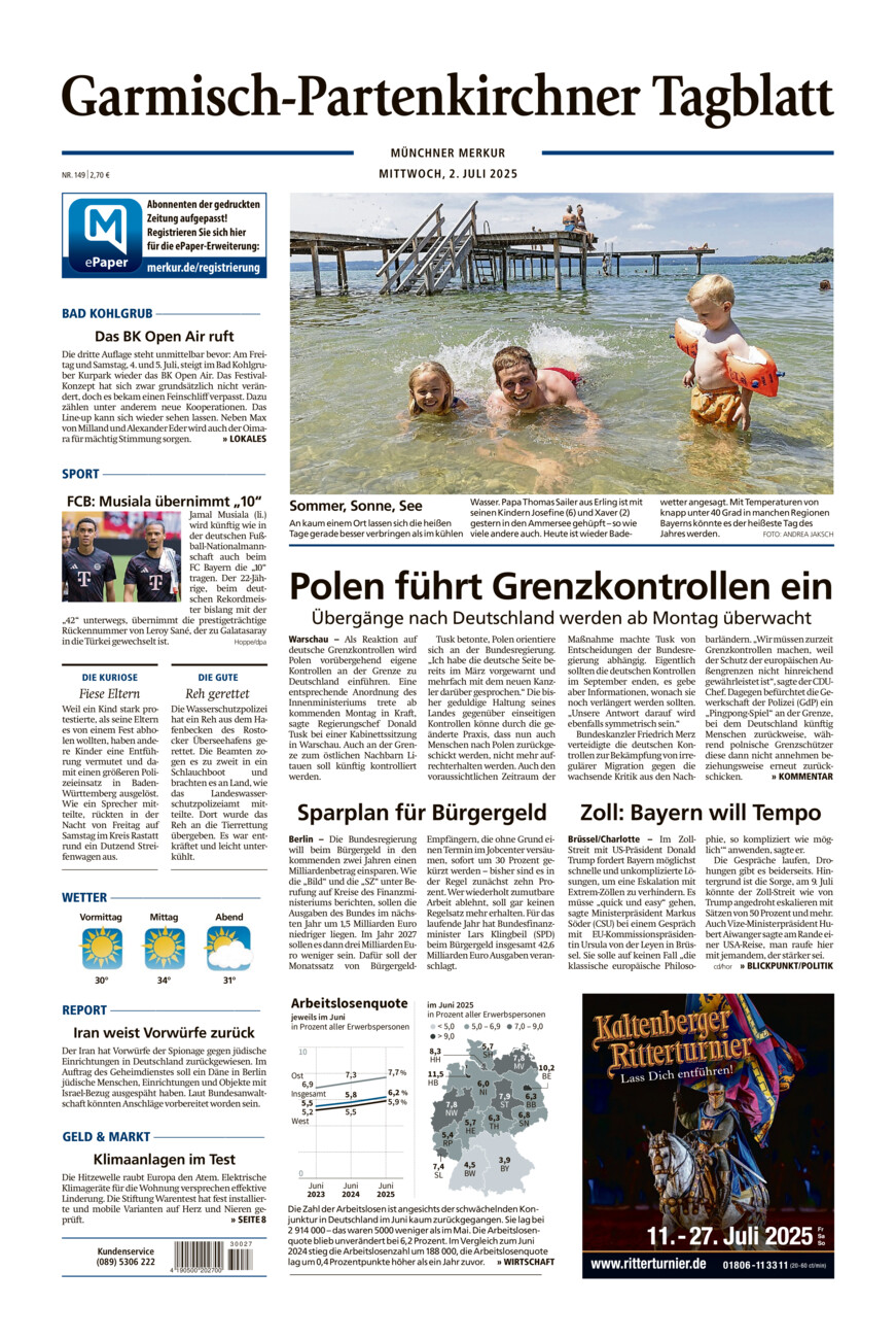Garmisch-Partenkirchner Tagblatt vom Mittwoch, 02.07.2025