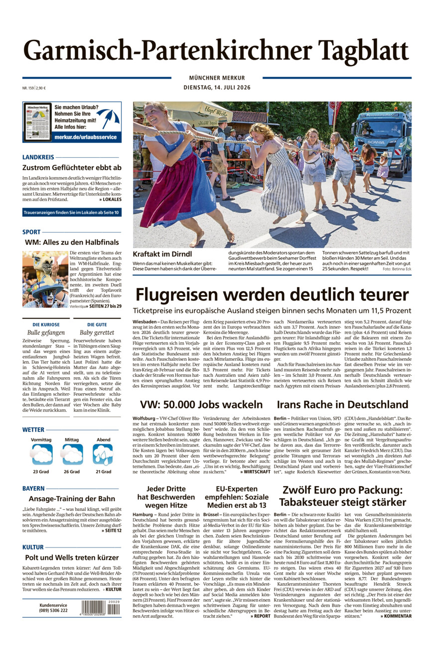 Garmisch-Partenkirchner Tagblatt vom Dienstag, 14.07.2026