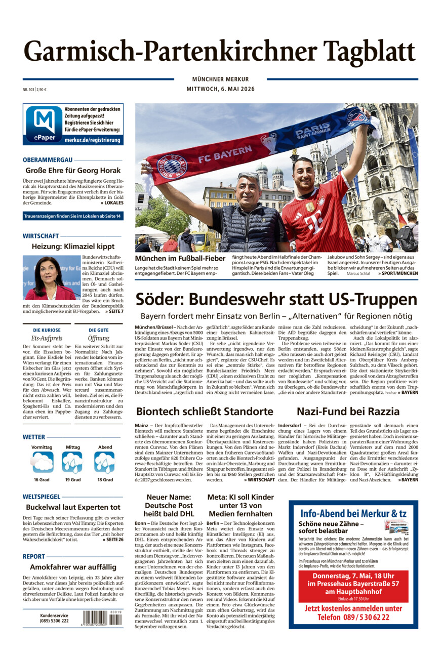 Garmisch-Partenkirchner Tagblatt vom Mittwoch, 06.05.2026