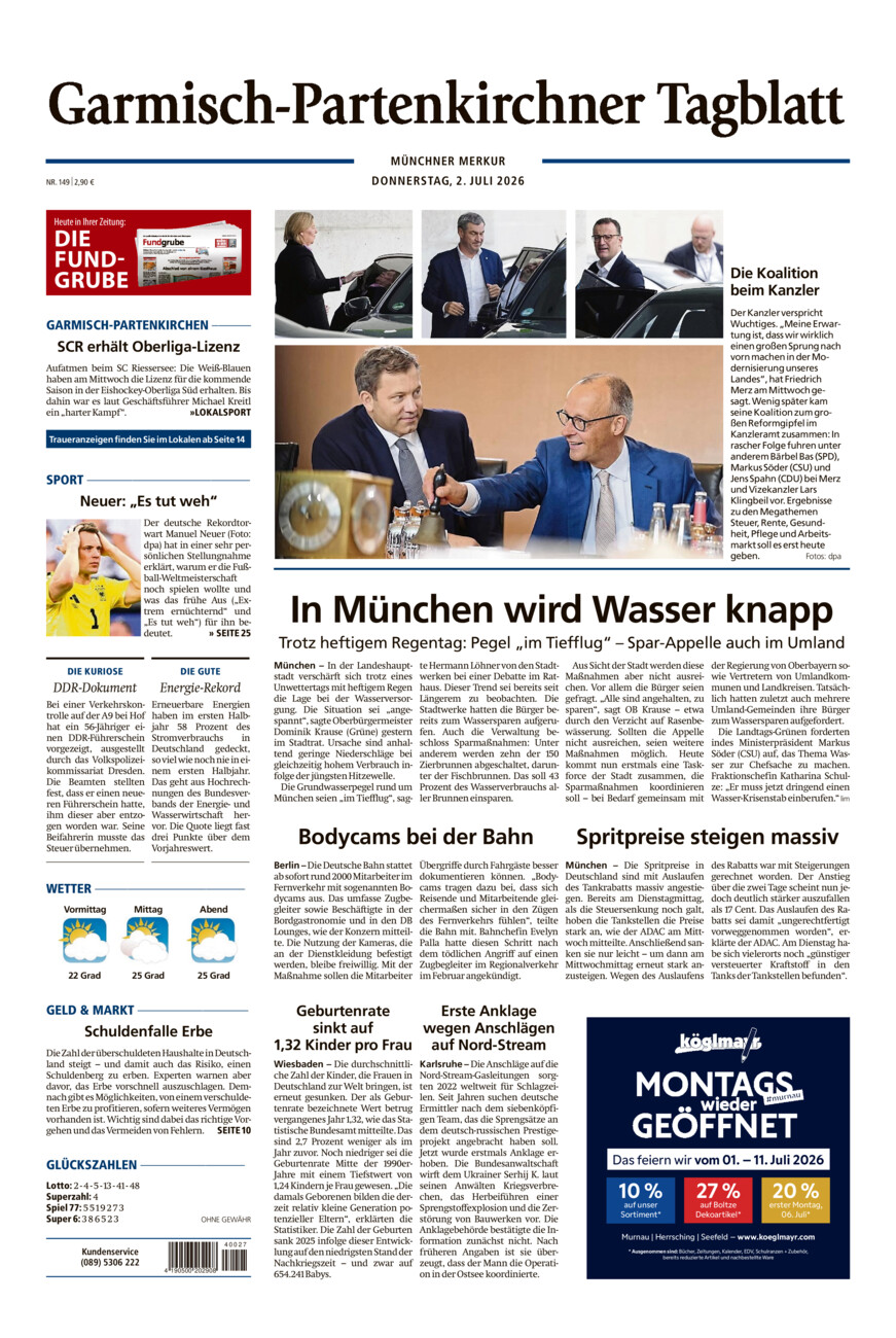 Garmisch-Partenkirchner Tagblatt vom Donnerstag, 02.07.2026
