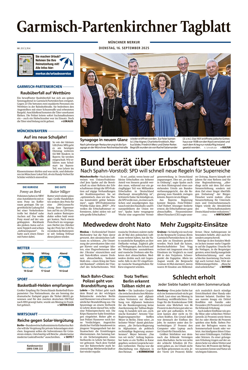 Garmisch-Partenkirchner Tagblatt vom Dienstag, 16.09.2025