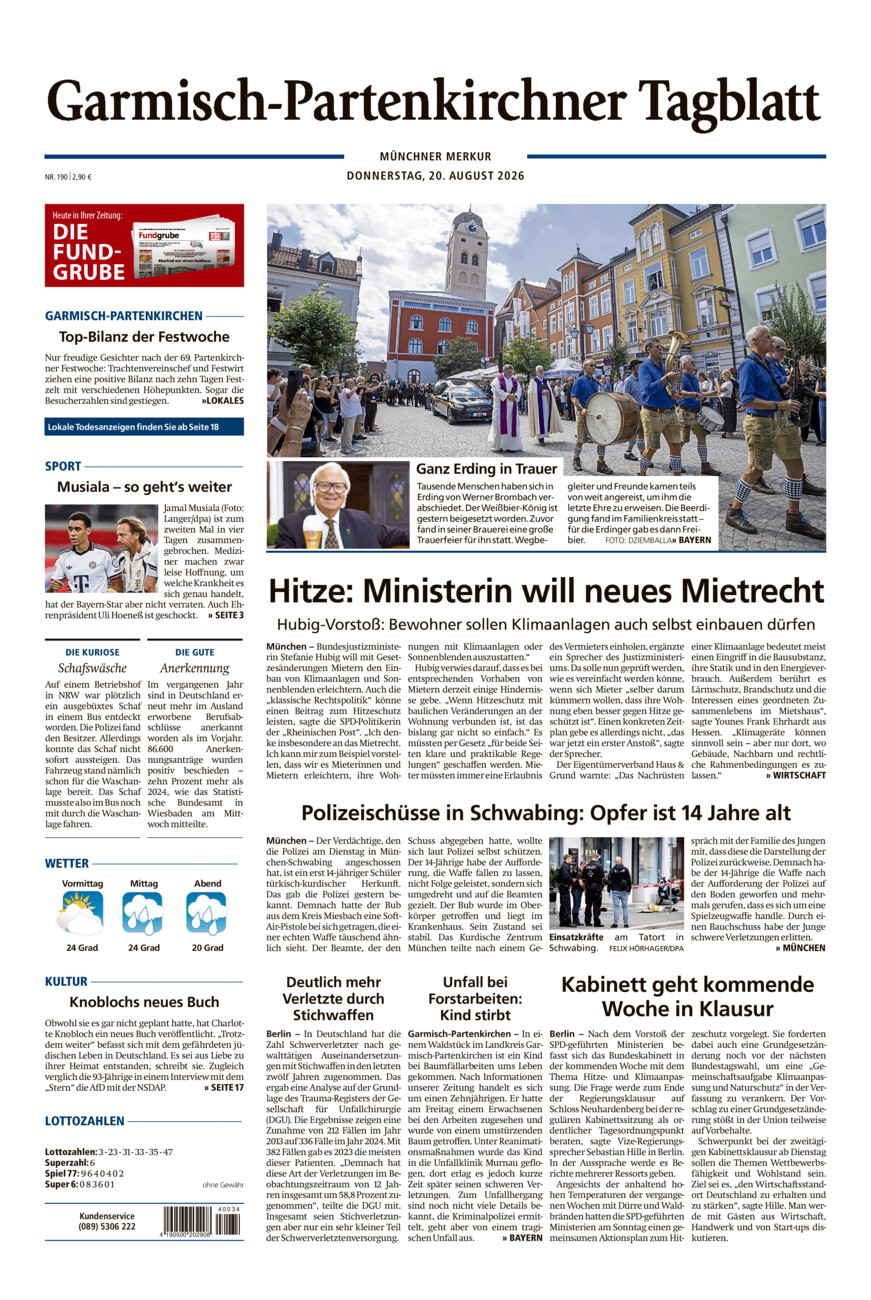Garmisch-Partenkirchner Tagblatt vom Donnerstag, 20.08.2026