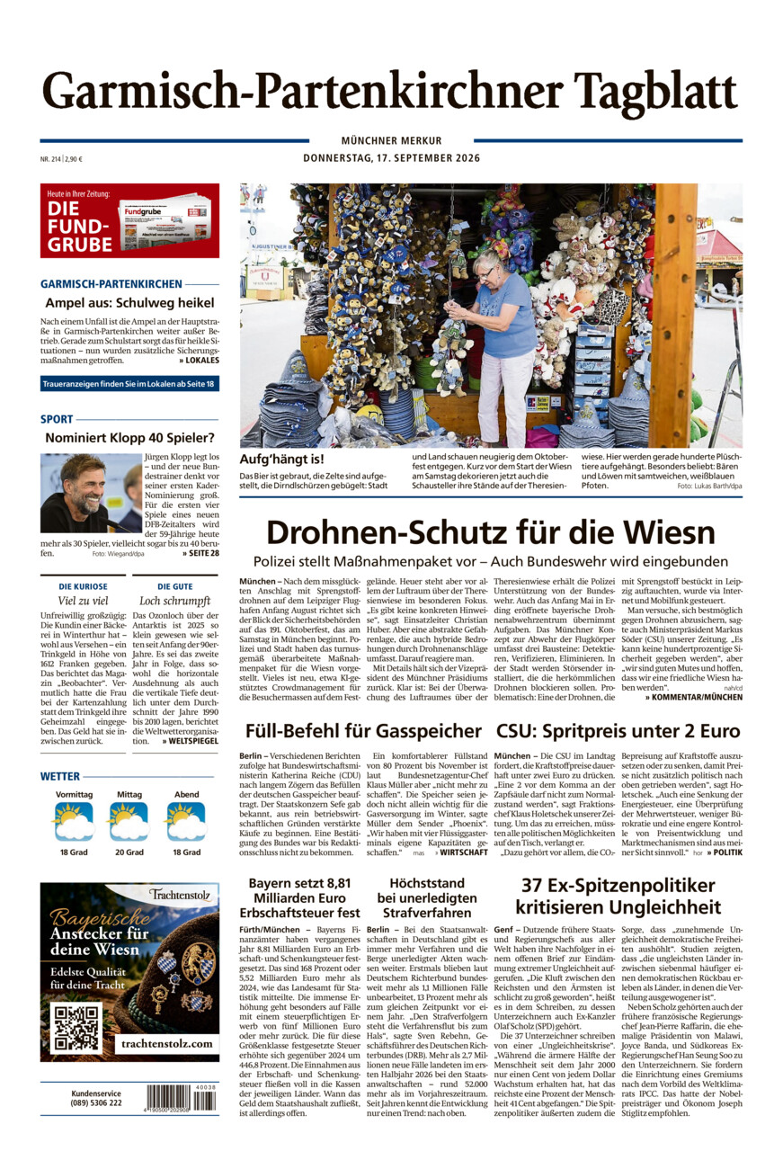 Garmisch-Partenkirchner Tagblatt vom Donnerstag, 17.09.2026