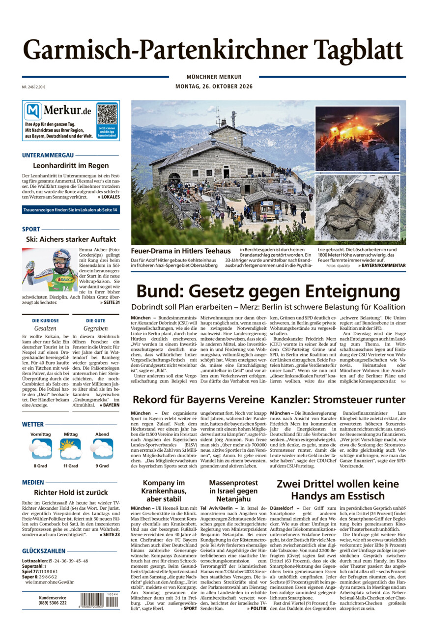 Garmisch-Partenkirchner Tagblatt vom Montag, 26.10.2026