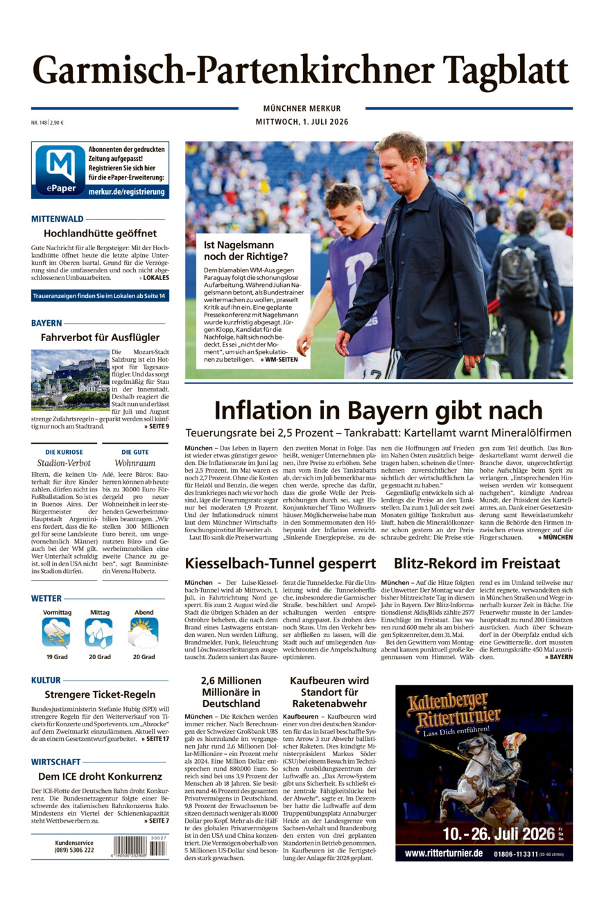 Garmisch-Partenkirchner Tagblatt vom Mittwoch, 01.07.2026