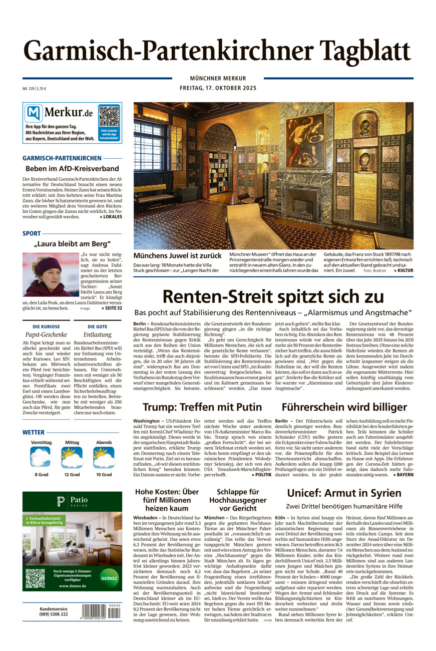 Garmisch-Partenkirchner Tagblatt vom Freitag, 17.10.2025