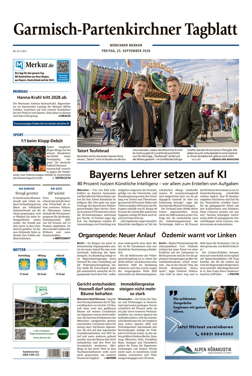 Garmisch-Partenkirchner Tagblatt vom Freitag, 25.09.2026