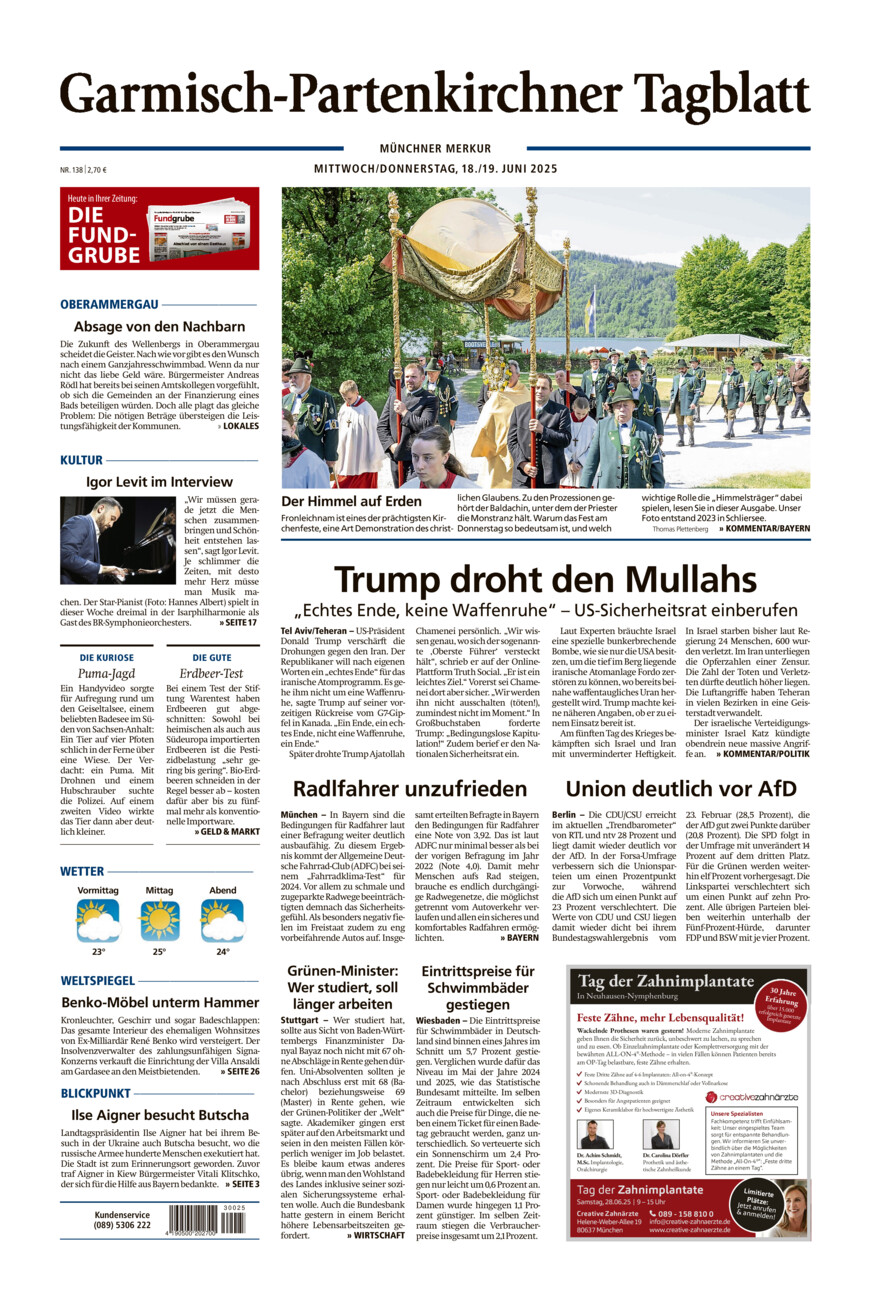 Garmisch-Partenkirchner Tagblatt vom Mittwoch, 18.06.2025