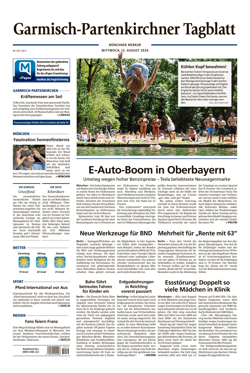Garmisch-Partenkirchner Tagblatt vom Mittwoch, 12.08.2026
