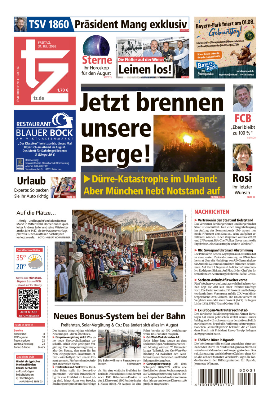 tz vom Freitag, 31.07.2026