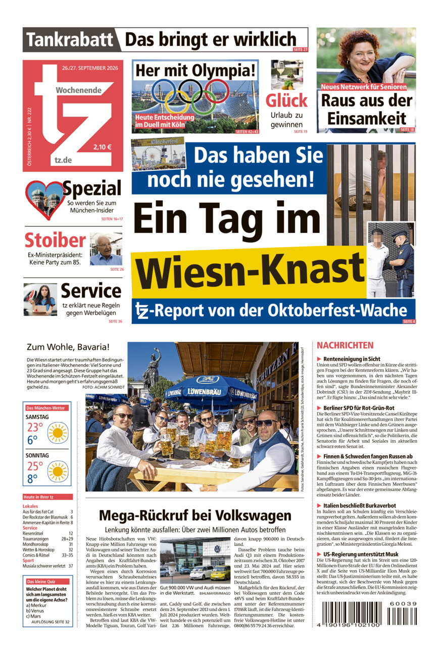 tz vom Samstag, 26.09.2026